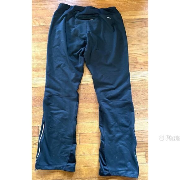Nike Dry Fit Fleece Lined Workout Pants Inside Black Women’s ZIP Bottom L 12-14 - Picture 2 of 7